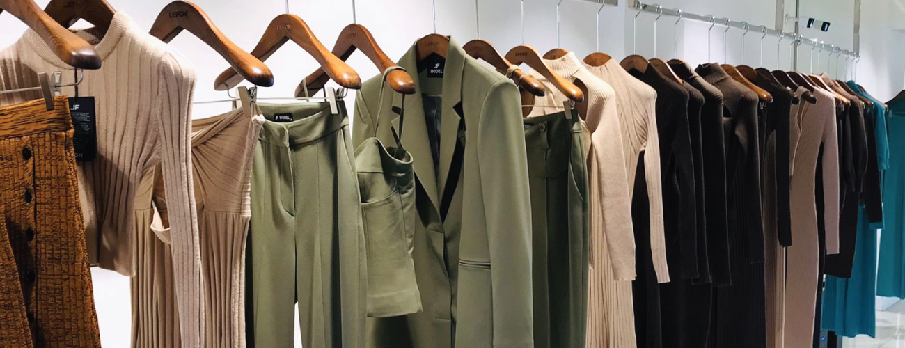 Garment samples on a rack to be checked